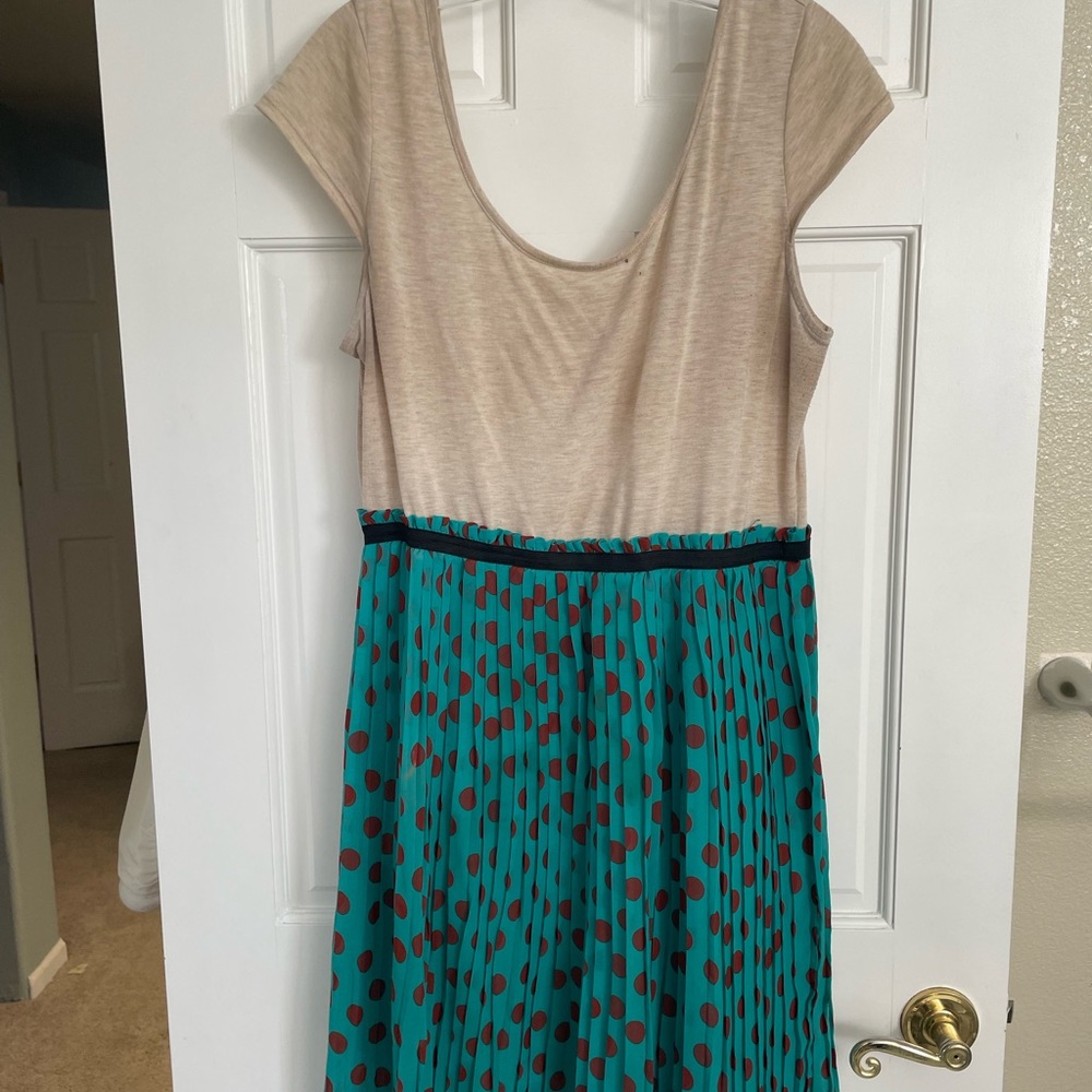 Tan and Blue Dress